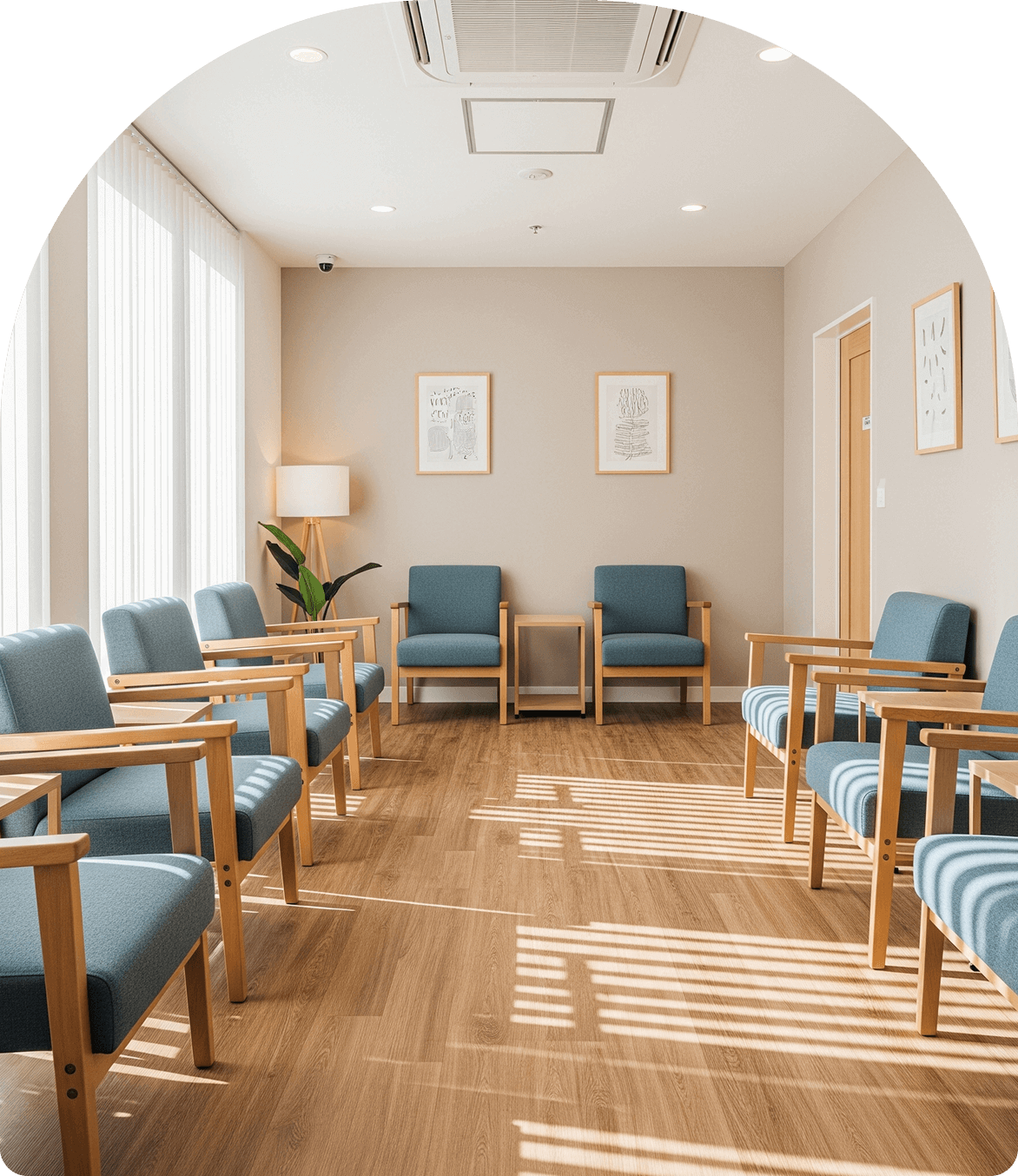 Turnero digital de DobleD en la sala de espera de una clínica en Uruguay.