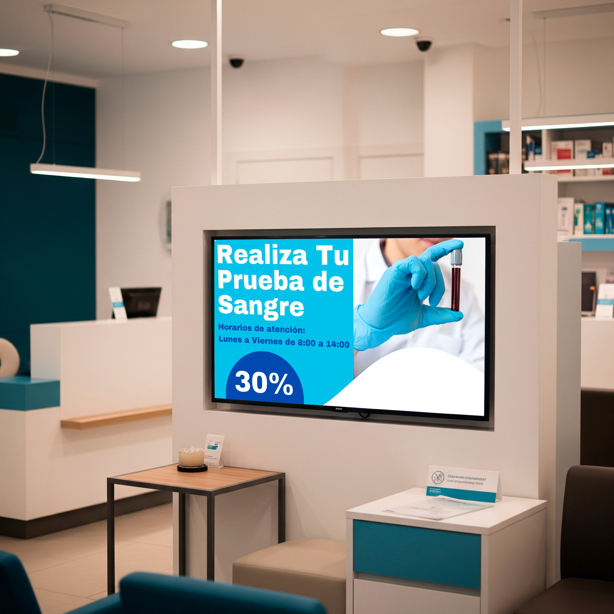 Turnero digital para la gestión de filas en la farmacia de un hospital.