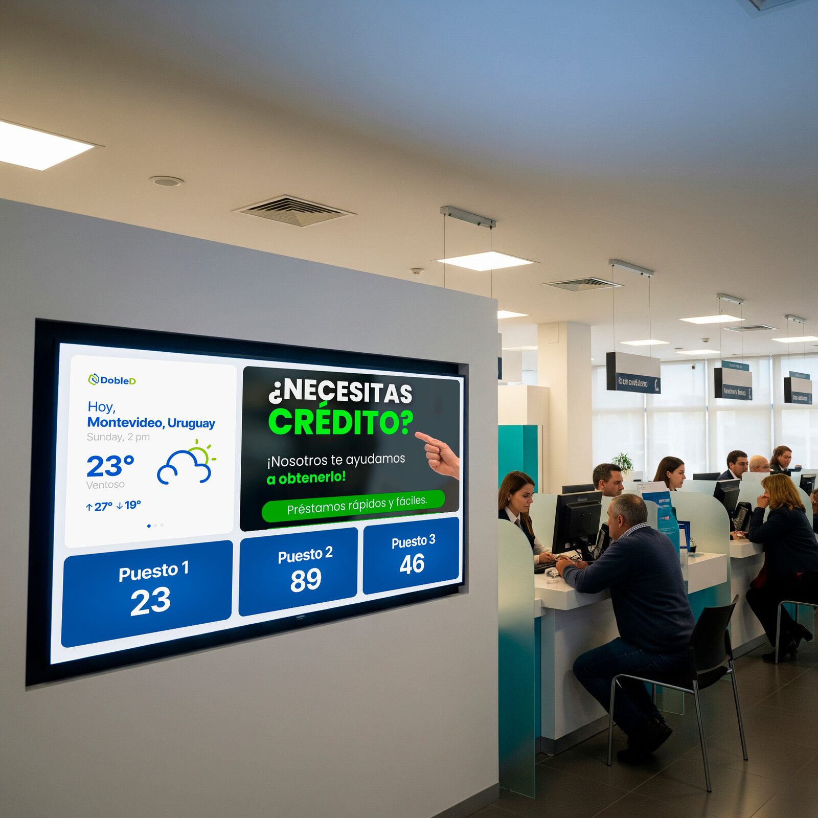 Turnero digital en una oficina de atención al público en Salto.