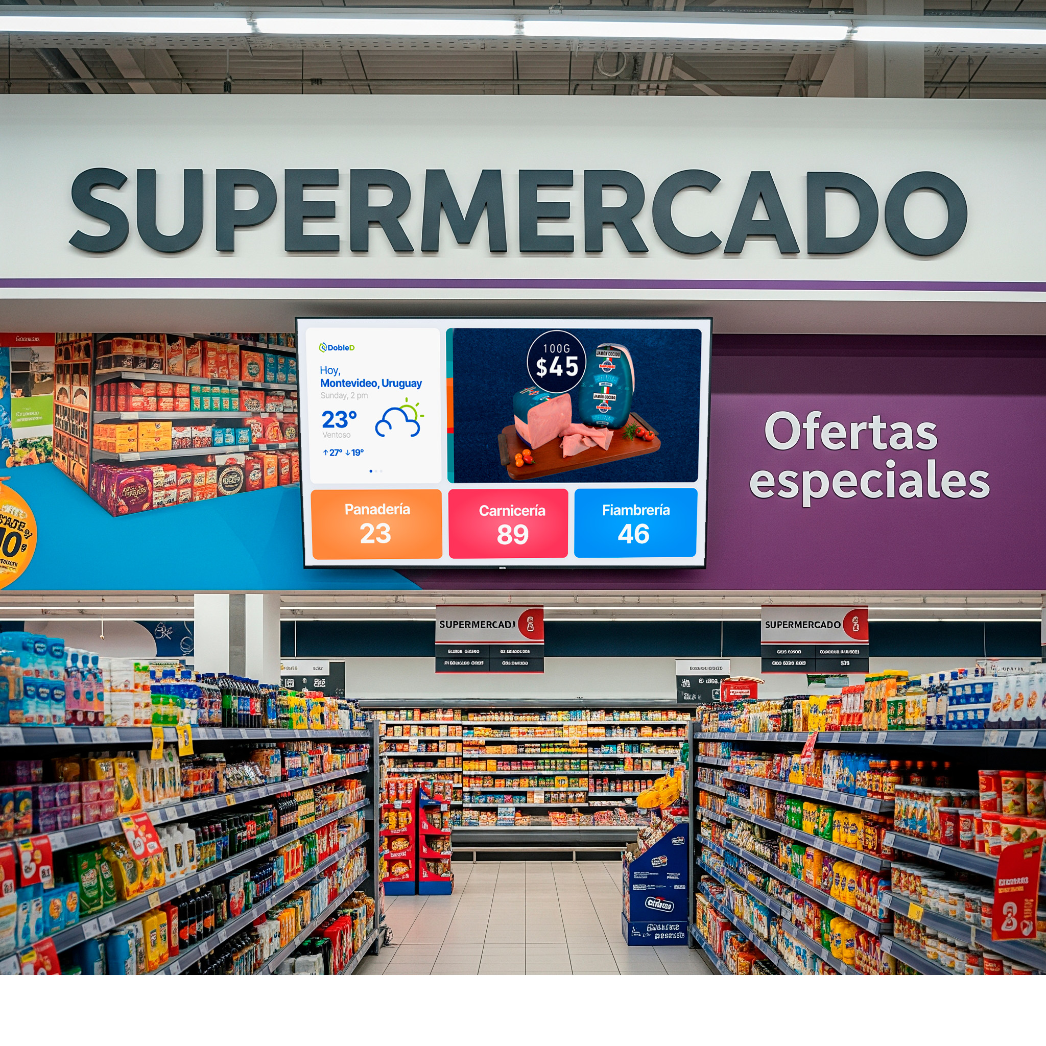 Turnero digital en un supermercado de Rivera.